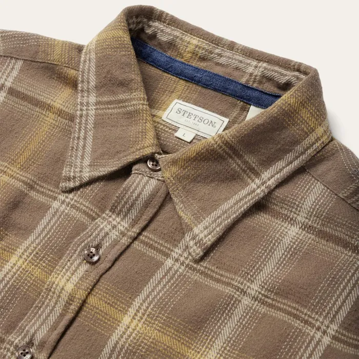 Stetson Western Shirts Men Brown Flannel ButtonFront Shirt Brown