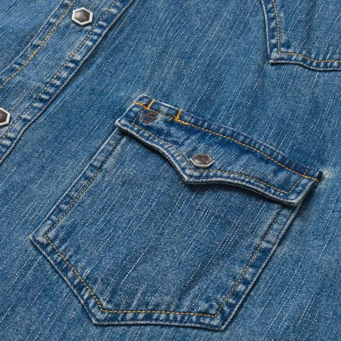 Stetson Western Shirts Men Classic Denim Shirt Blue