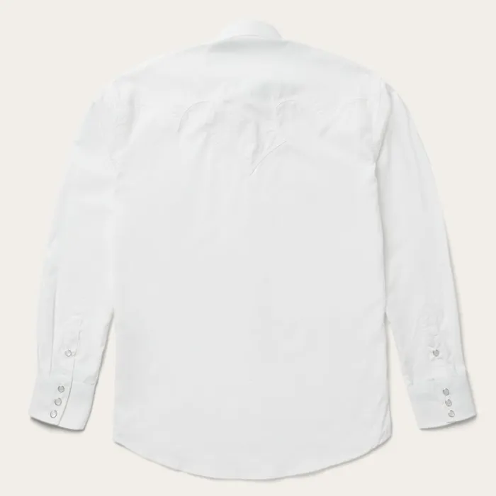 Stetson Western Shirts Men Classic Solid Snap Poplin Shirt In Optic White White