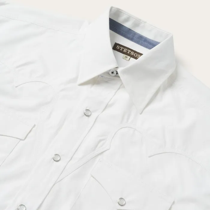 Stetson Western Shirts Men Classic Solid Snap Poplin Shirt In Optic White White
