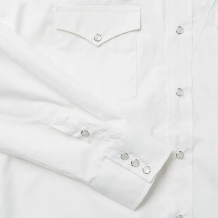 Stetson Western Shirts Men Classic Solid Snap Poplin Shirt In Optic White White