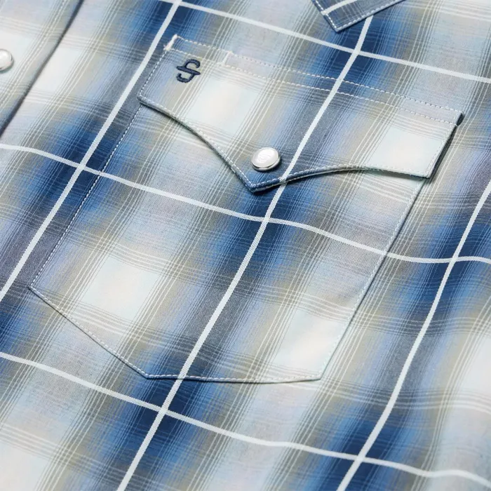 Stetson Western Shirts Men Crystal Plaid Western Shirt Blue