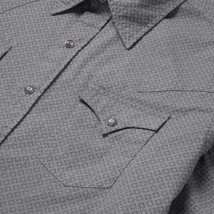 Stetson Western Shirts Men Diamond Print Western Shirt Grey