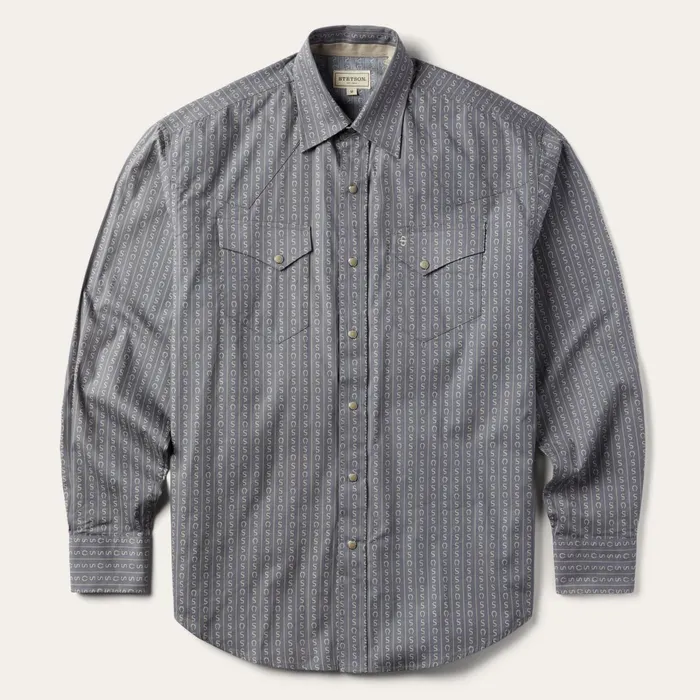 Stetson Western Shirts Men Horseshoe Stripe Print Shirt Horseshoe Stripe Print Shirt