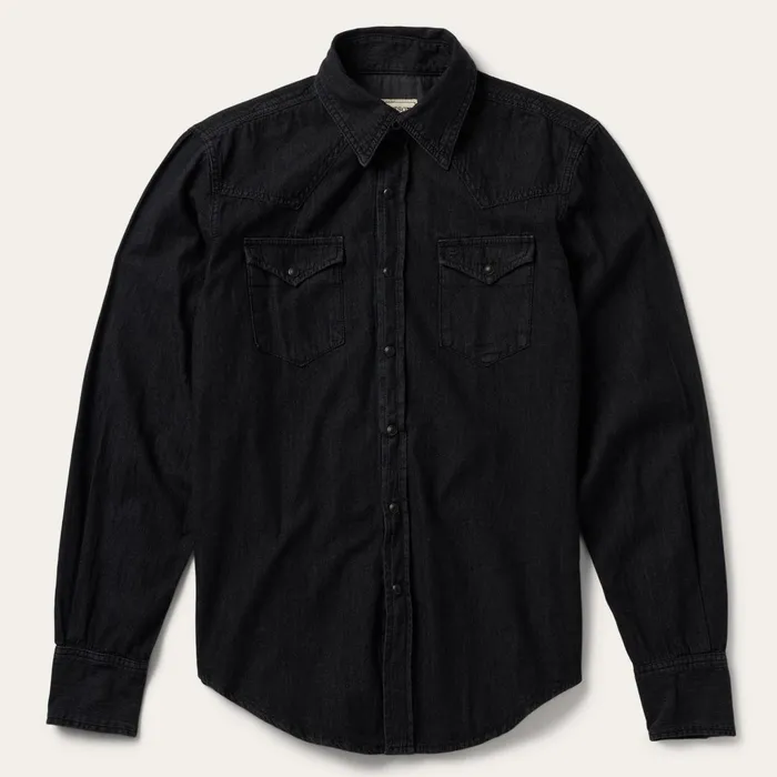 Stetson Western Shirts Men Modern Denim Western Shirt Black