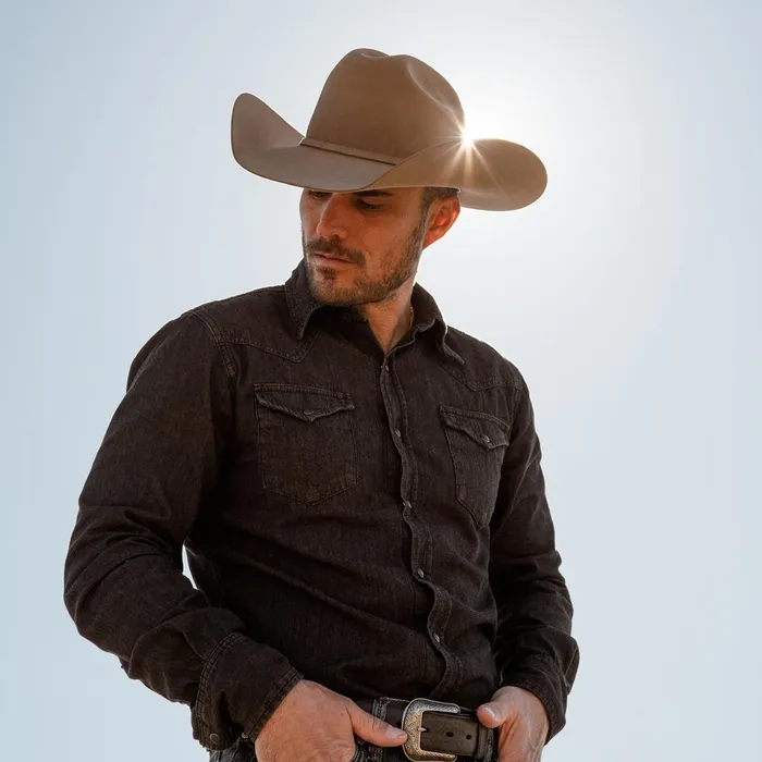 Stetson Western Shirts Men Modern Denim Western Shirt Black