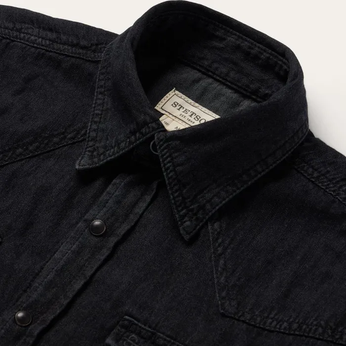 Stetson Western Shirts Men Modern Denim Western Shirt Black