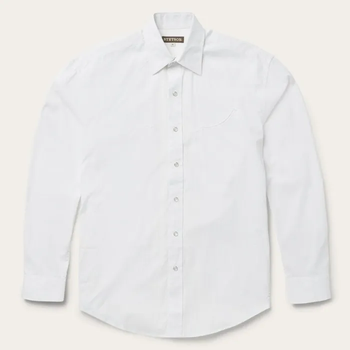 Stetson Western Shirts Men Pin Point Oxford Shirt White