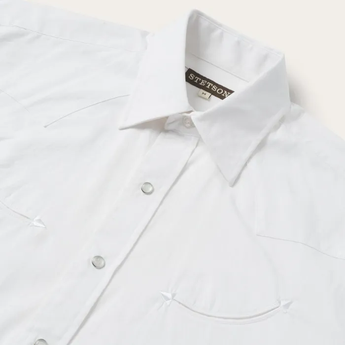 Stetson Western Shirts Men Pin Point Oxford Shirt White