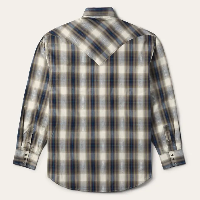 Stetson Western Shirts Men Ranch Plaid Dobby Western Shirt Brown