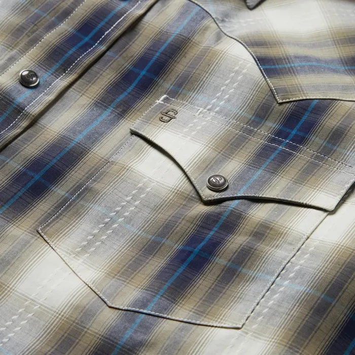 Stetson Western Shirts Men Ranch Plaid Dobby Western Shirt Brown