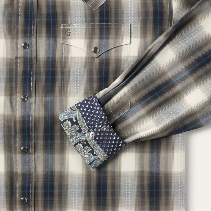 Stetson Western Shirts Men Ranch Plaid Dobby Western Shirt Brown