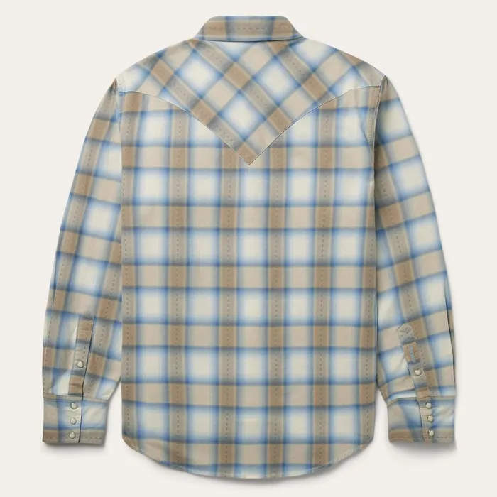 Stetson Western Shirts Men Sand Plaid Dobby Western Shirt Brown