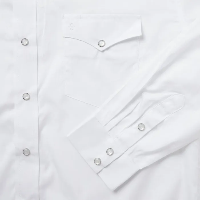 Stetson Western Shirts Men White Pinpoint Oxford Western Shirt White