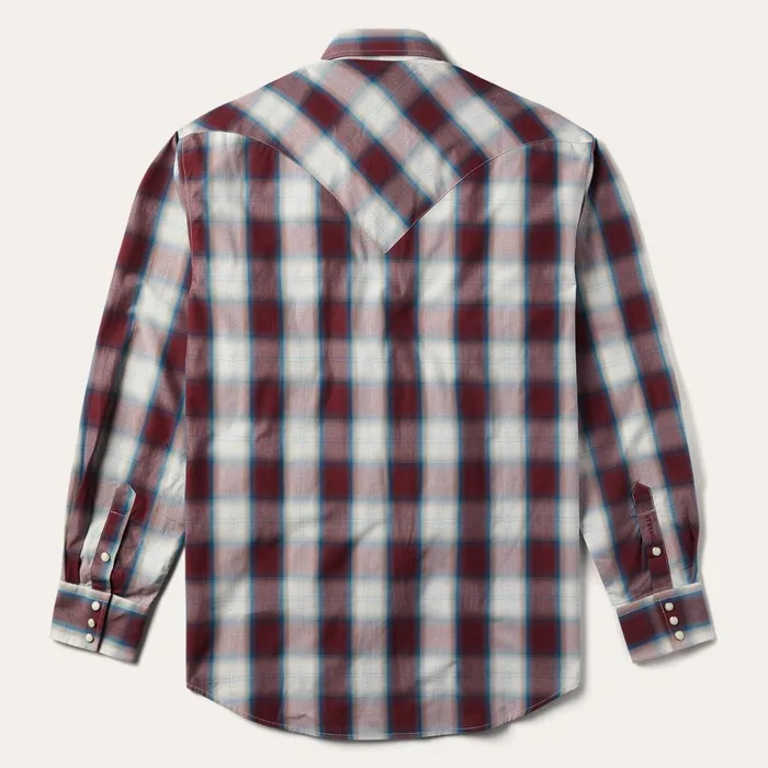 Stetson Western Shirts Men Wine Plaid Shirt Wine