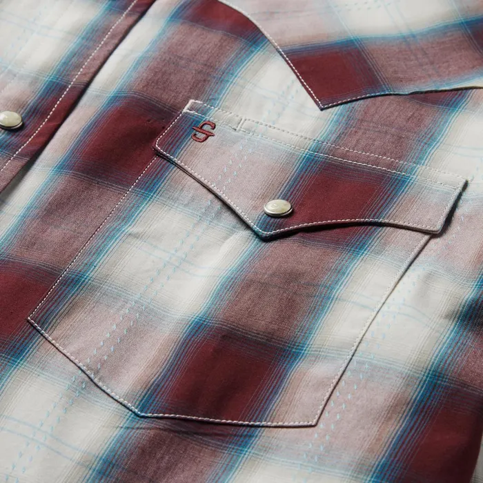 Stetson Western Shirts Men Wine Plaid Shirt Wine