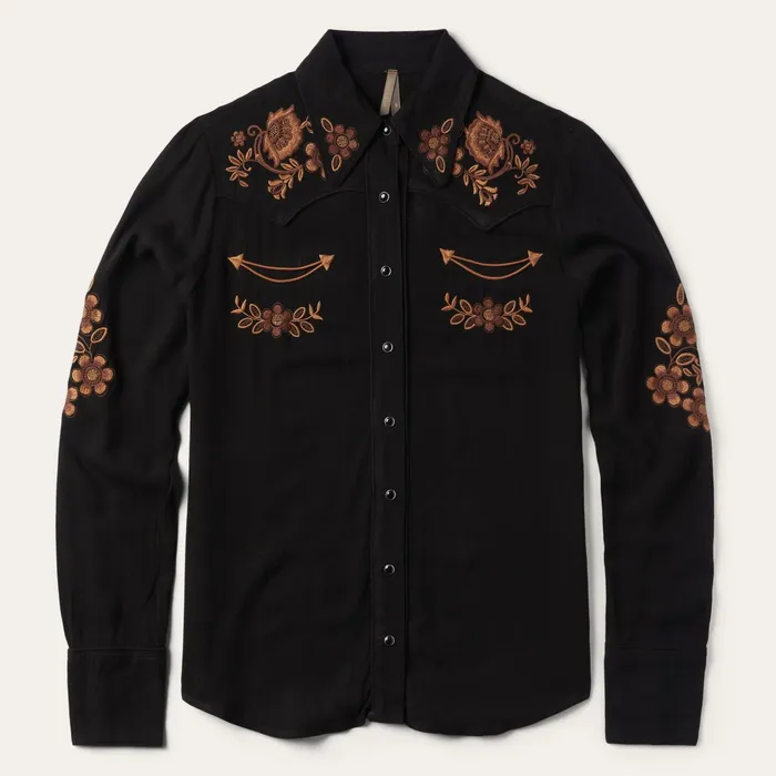 Stetson Western Shirts Women Crepe Western Shirt Black