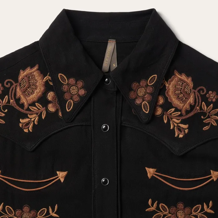 Stetson Western Shirts Women Crepe Western Shirt Black