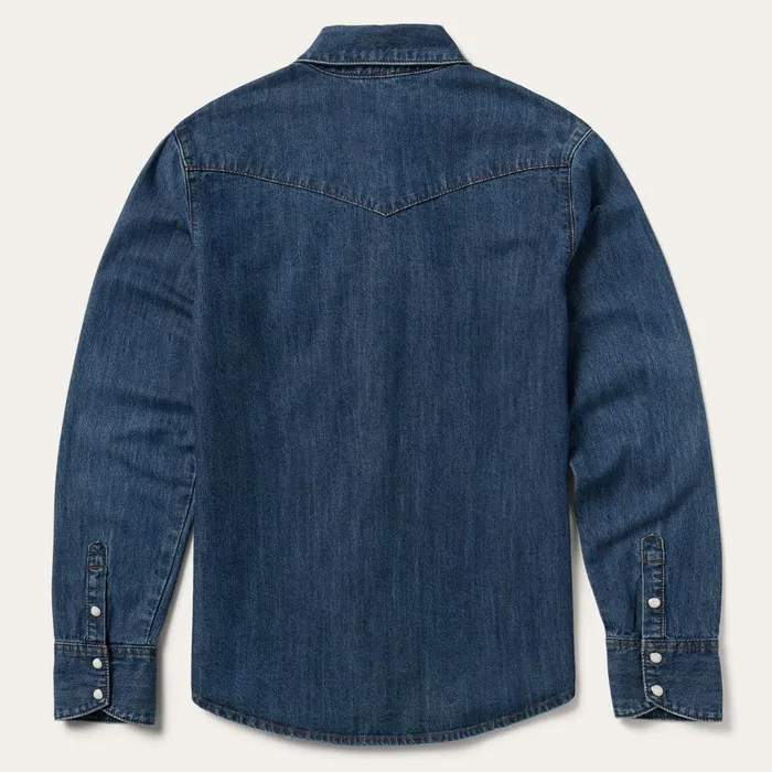 Stetson Western Shirts Women Dark Denim Snap Western Shirt Blue