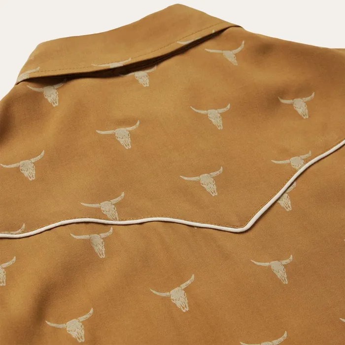 Stetson Western Shirts Women Mojave Longhorn Print Snap Western Shirt Brown
