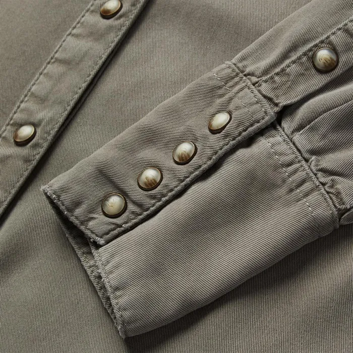 Stetson Western Shirts Women Olive Lyocell Twill Western Shirt Green