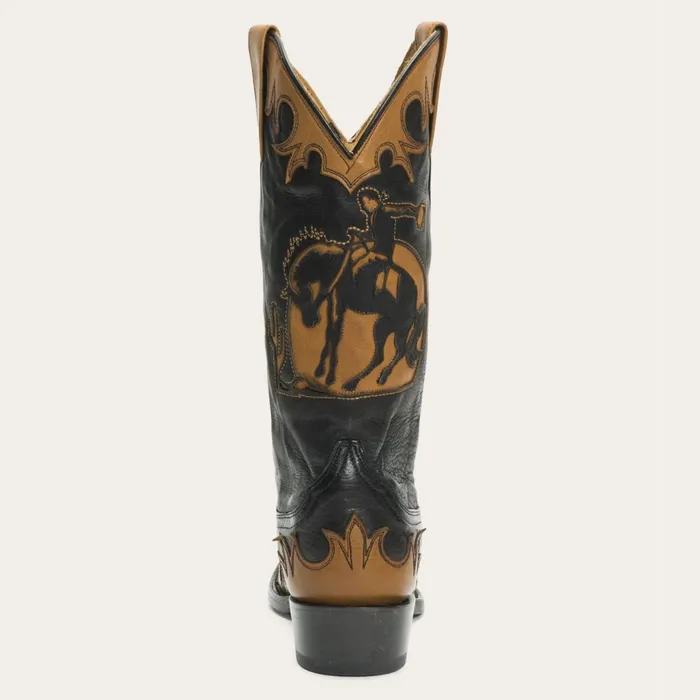 Stetson Western Women Faye Cowgirl and Horse Underlay Leather Boot Black