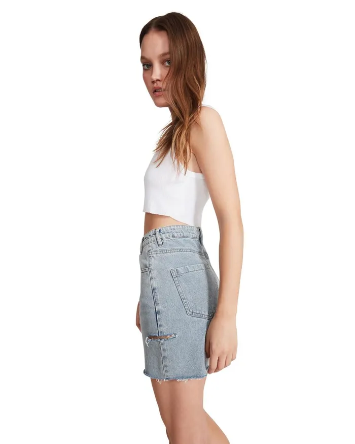 Steve Madden A Line Denim Shorts Denim Fabric Womens Bottoms Steve Madden A Line Denim Shorts Denim Fabric Womens Bottoms