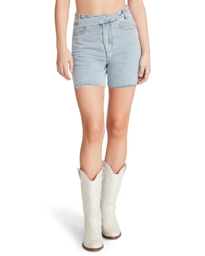 Steve Madden A Line Denim Shorts Denim Fabric Womens Bottoms Steve Madden A Line Denim Shorts Denim Fabric Womens Bottoms