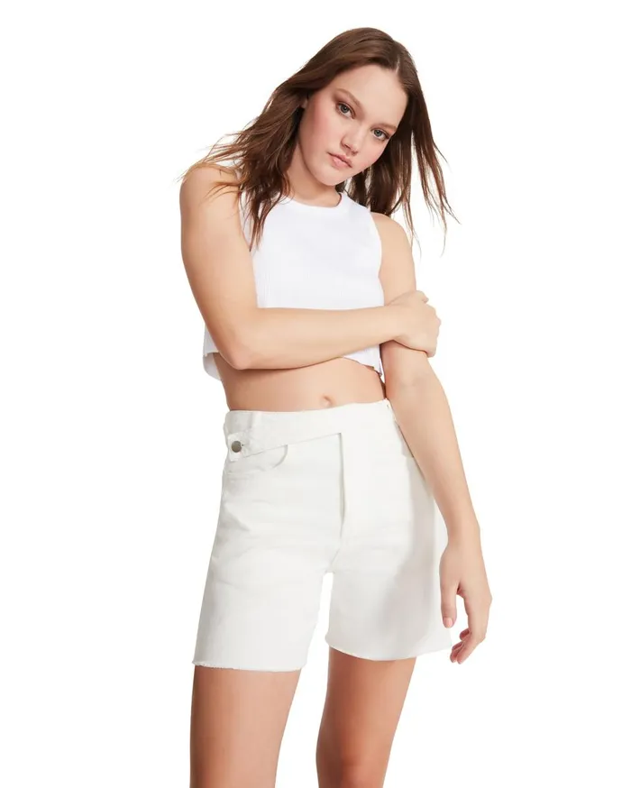 Steve Madden A Line Denim Shorts White Womens Bottoms