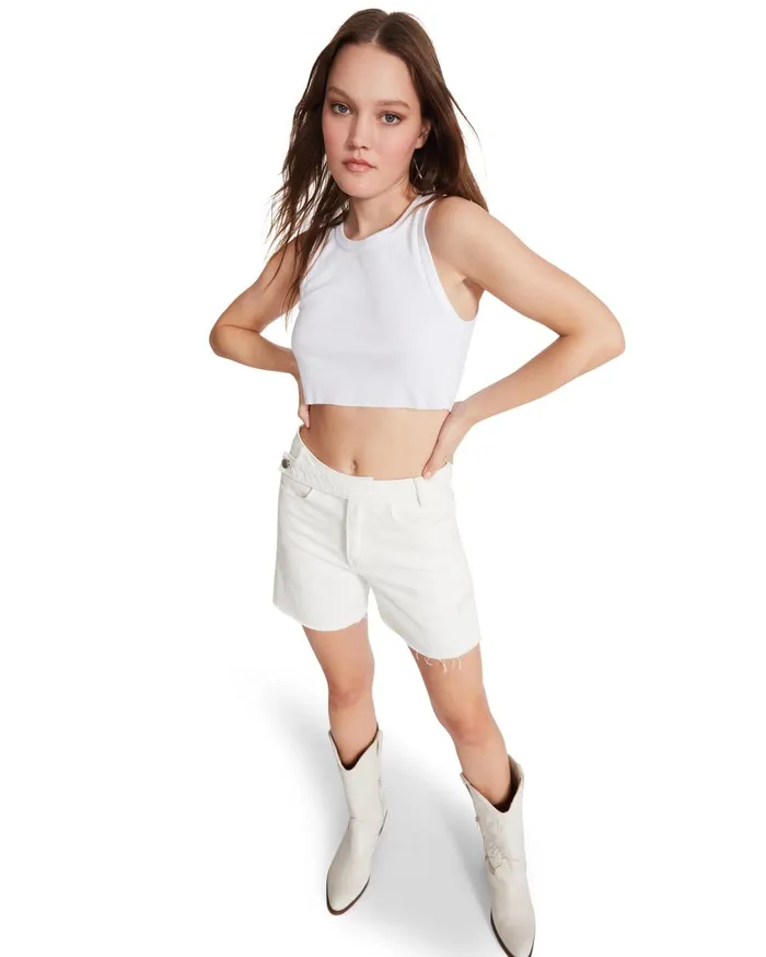 Steve Madden A Line Denim Shorts White Womens Bottoms Steve Madden A Line Denim Shorts White Womens Bottoms