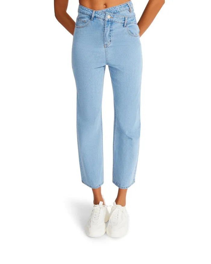 Steve Madden Asymmetrical Boyfriend Jean Denim Fabric Womens Bottoms Steve Madden Asymmetrical Boyfriend Jean Denim Fabric Womens Bottoms