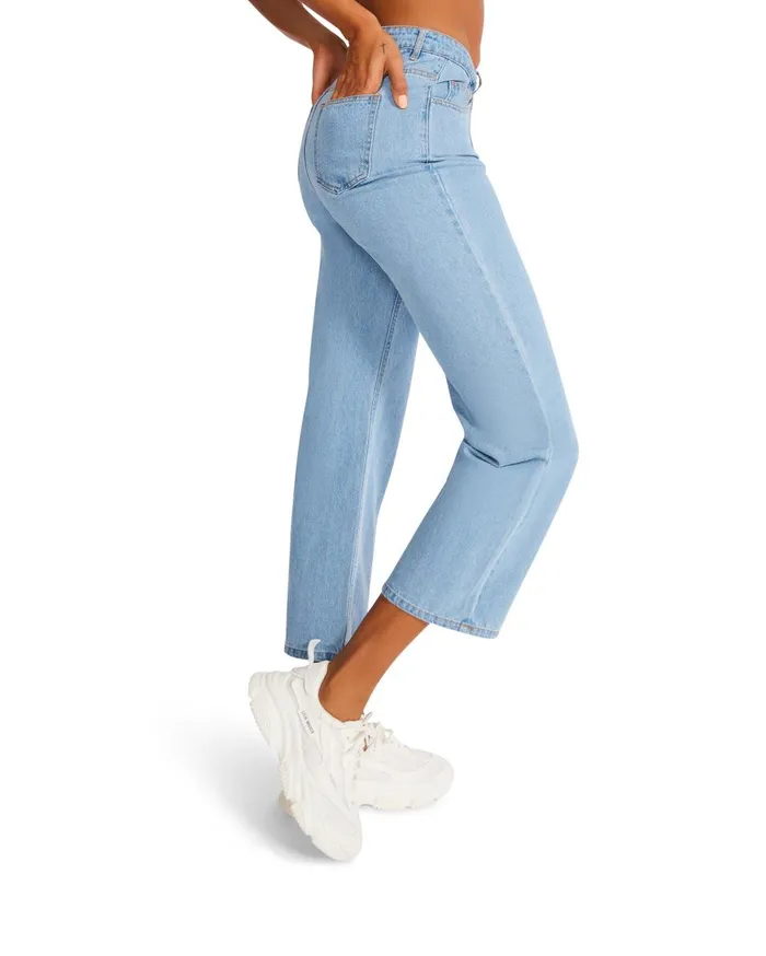 Steve Madden Asymmetrical Boyfriend Jean Denim Fabric Womens Bottoms Steve Madden Asymmetrical Boyfriend Jean Denim Fabric Womens Bottoms