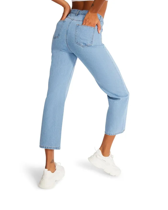 Steve Madden Asymmetrical Boyfriend Jean Denim Fabric Womens Bottoms Steve Madden Asymmetrical Boyfriend Jean Denim Fabric Womens Bottoms