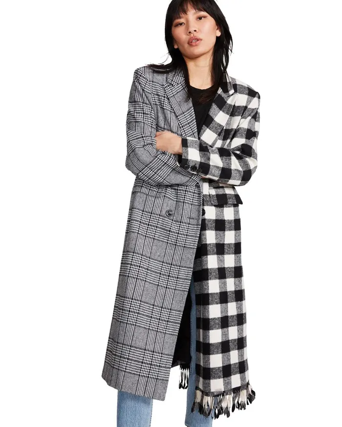 Steve Madden Asymmetrical Trench Coat Black Womens Jackets and Coats