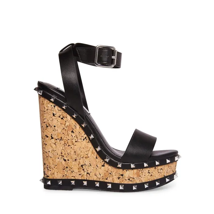Steve Madden Behati Black Womens Wedges