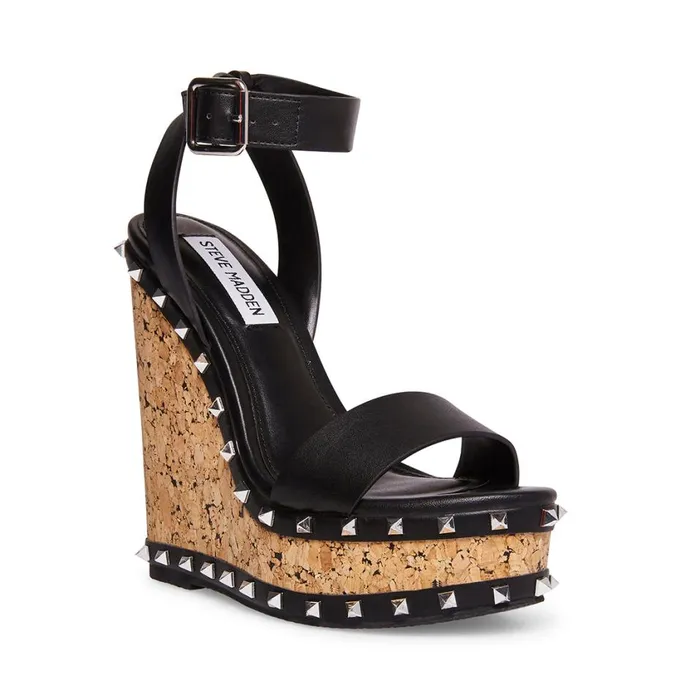 Steve Madden Behati Black Womens Wedges