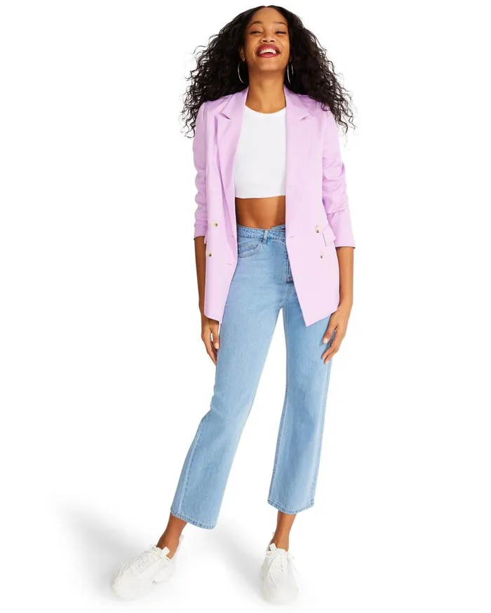 Steve Madden Boyfriend Blazer Purple Womens Jackets and Coats Steve Madden Boyfriend Blazer Purple Womens Jackets and Coats