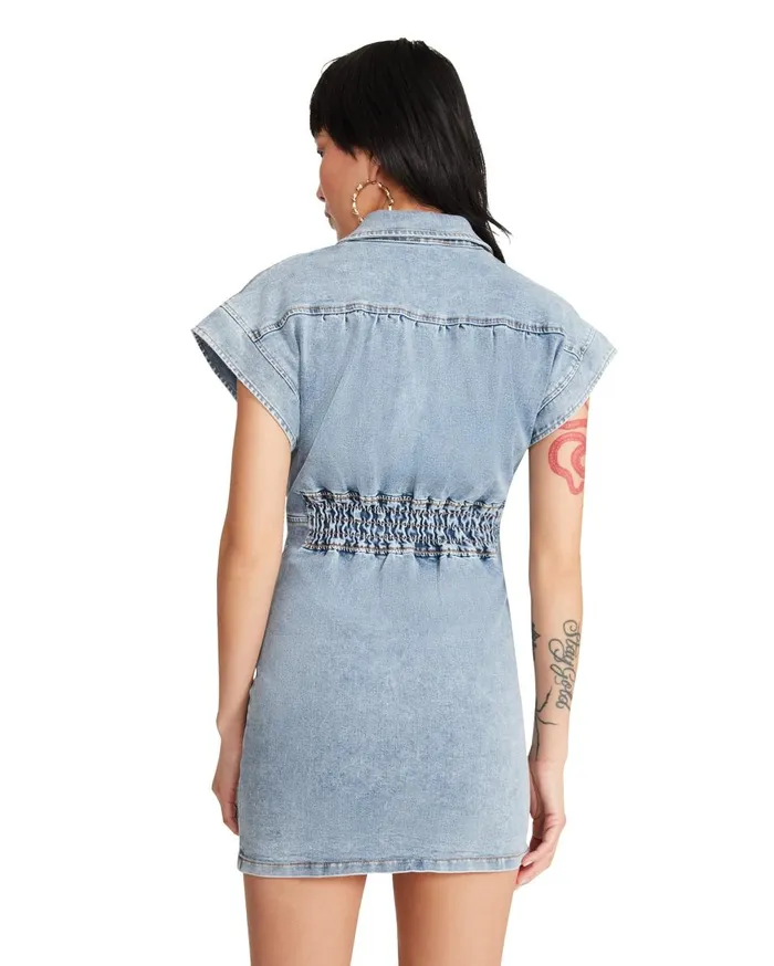Steve Madden Button Down Denim Dress Denim Fabric Womens Dresses Steve Madden Button Down Denim Dress Denim Fabric Womens Dresses
