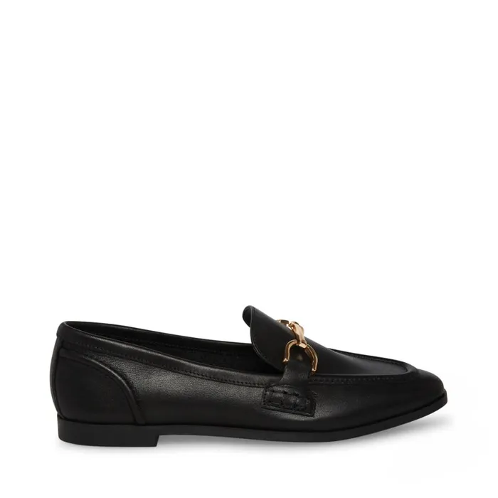 Steve Madden Carrine Black Leather Womens Flats