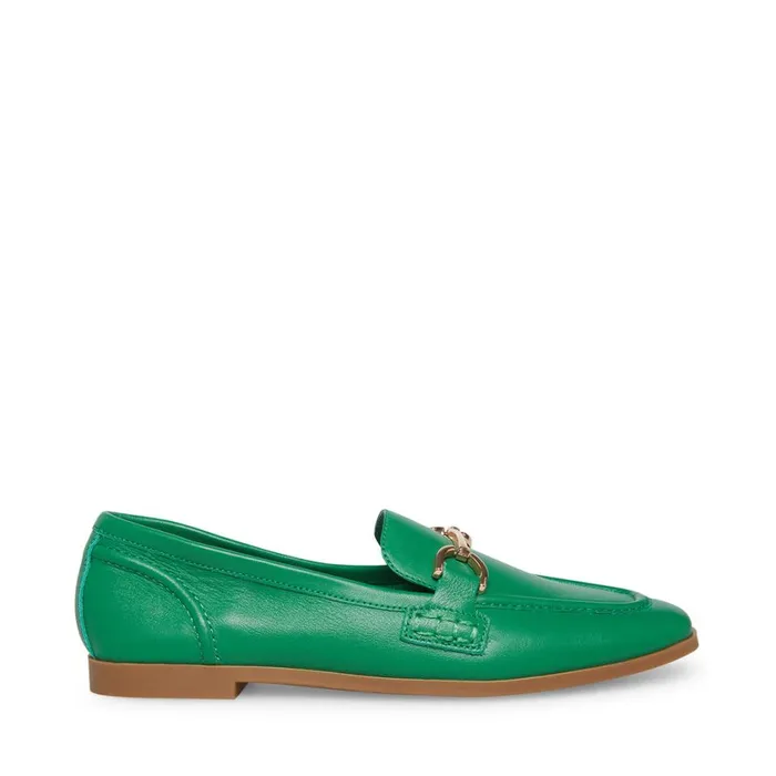Steve Madden Carrine Green Leather Womens Flats