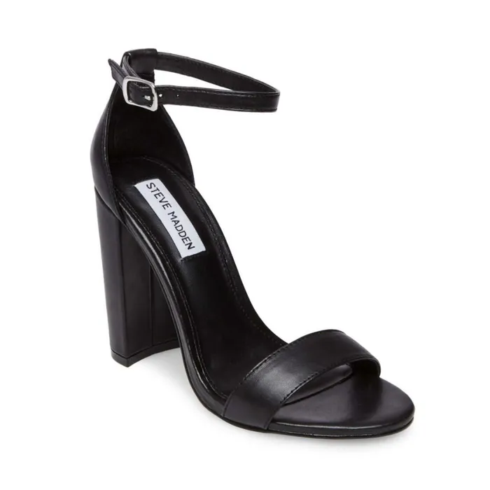 Steve Madden Carrson Black Leather Womens Heels