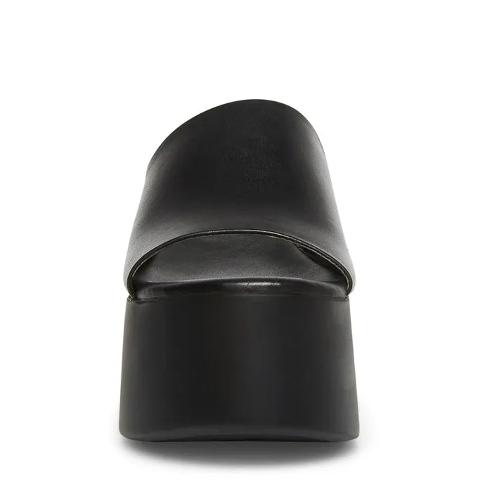 Steve Madden Christa Black Leather Womens Wedges Steve Madden Christa Black Leather Womens Wedges