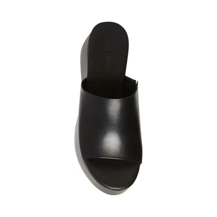 Steve Madden Christa Black Leather Womens Wedges Steve Madden Christa Black Leather Womens Wedges