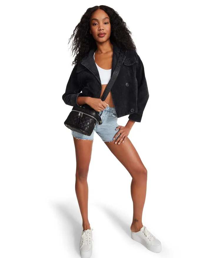 Steve Madden Corduroy Jacket Black Womens Jackets and Coats