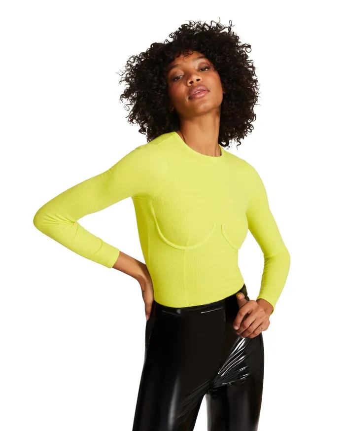 Steve Madden Corset Bodysuit Lime Womens Tops