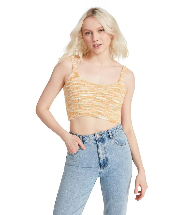 Steve Madden Cozy Knit Tank Orange Womens Tops