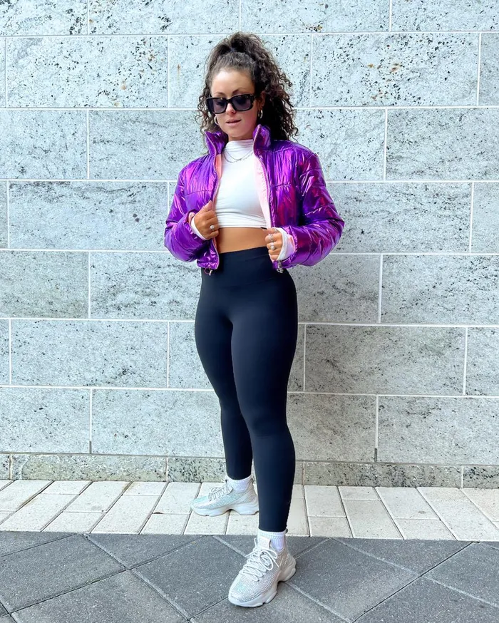 Steve Madden Cropped Metallic Puffer Purple Womens Jackets and Coats Steve Madden Cropped Metallic Puffer Purple Womens Jackets and Coats