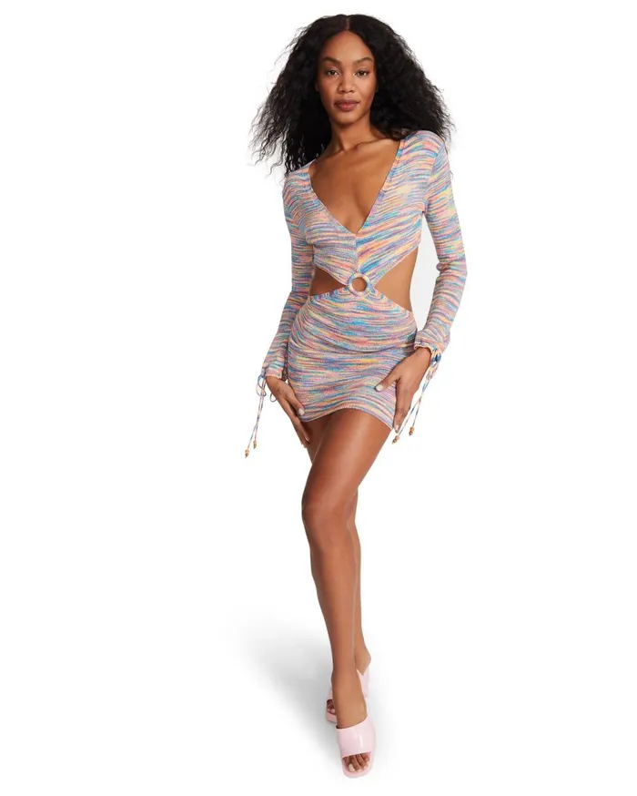 Steve Madden Cut Out Keyhole Mini Pink Multi Womens Dresses Steve Madden Cut Out Keyhole Mini Pink Multi Womens Dresses