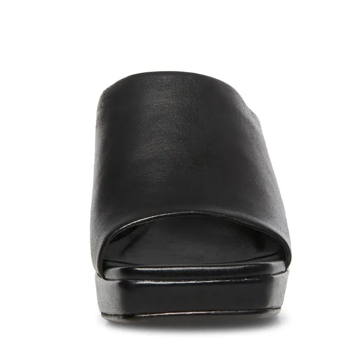 Steve Madden Dedicate Black Leather Womens Mules Steve Madden Dedicate Black Leather Womens Mules