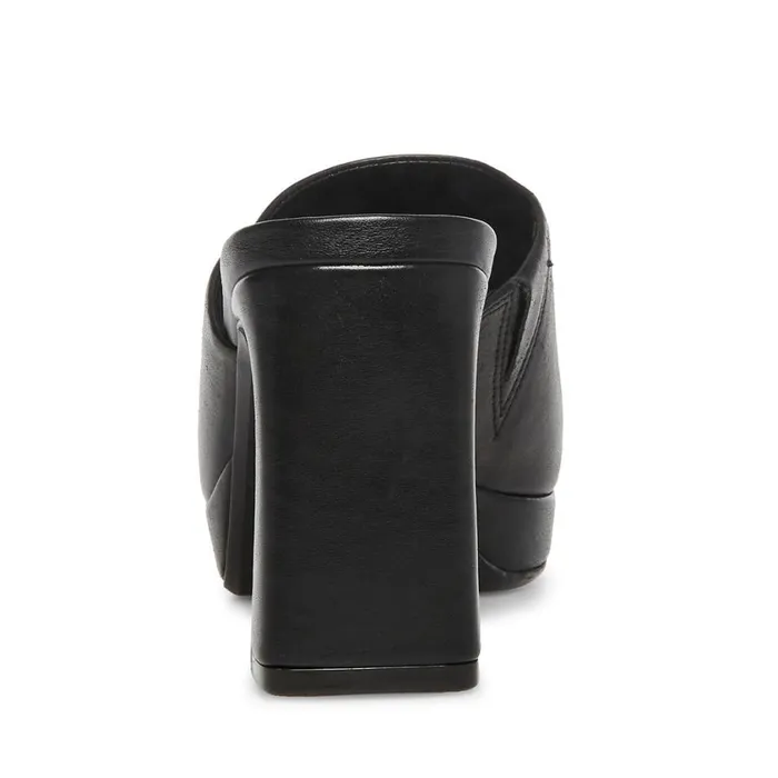Steve Madden Dedicate Black Leather Womens Mules Steve Madden Dedicate Black Leather Womens Mules
